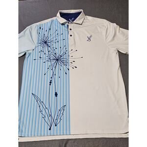Vivid Golf Shirt Mens XL Blue White Splash Patterned Performance Golf Polo Shirt